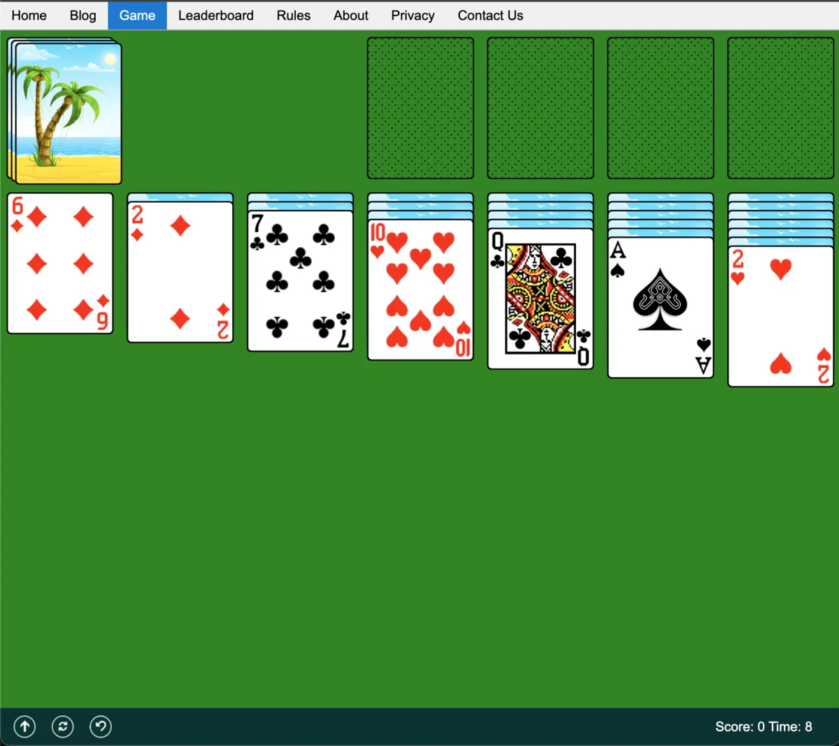 Classic Solitaire running in a browser